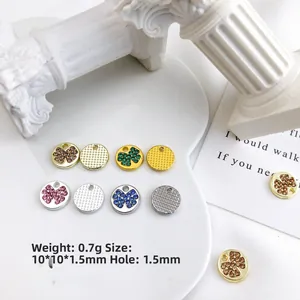 DIY round metal charms with butterfly zircon inlays for necklaces and bracelets