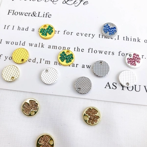 Clover charms with colorful crystals and hanging holes for DIY jewelry making