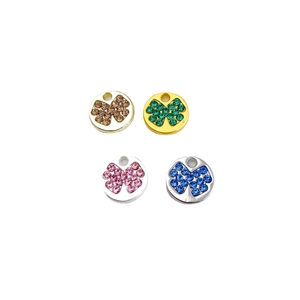 DIY round clover pendants with colorful zircons and metal base for jewelry making