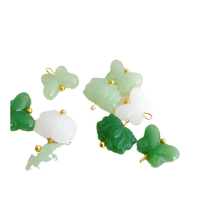 Traditional Chinese style lotus and butterfly jade pendants for DIY jewelry crafting
