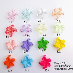 Colorful acrylic iris flower pendants in 15 vibrant shades for DIY jewelry making