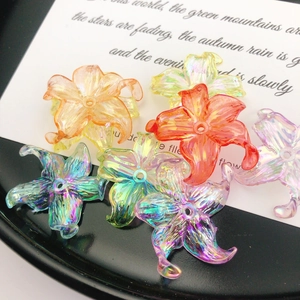 Colorful pearlescent iris flower beads with center hole for DIY jewelry making