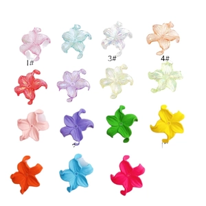 Colorful acrylic five-petal iris flower pendants in 15 vibrant matte and clear styles