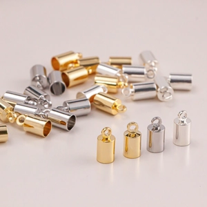 Copper Gold Plated Cylindrical Cord End Caps DIY Jewelry Connector For Necklace Bracelet Making Finding Accessories