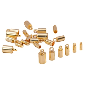 Polished gold plated copper end caps in various sizes for DIY jewelry making