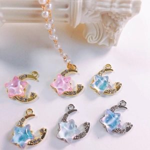 Ciondoli a stella e luna con zirconi e pietre di luna per creazione gioielli DIY