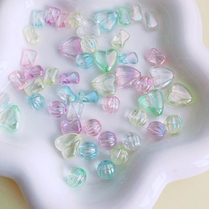 Colorful AB acrylic beads in heart and geometric shapes for DIY jewelry making