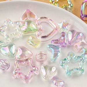 Mix di perline acriliche iridescenti AB a forma di cuore e stella per gioielli fai da te