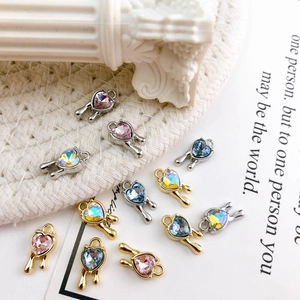 14K gold and silver plated melting heart pendants with colorful zircon crystals