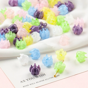 Perles en Verre Muguet Forme de Fleur Patte de Chat Translucide Lampwork Perles Vrac pour DIY Bijoux Accessoire Antique