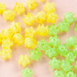 Mignonnes perles en verre patte de chat pour création de bijoux DIY en jaune et vert