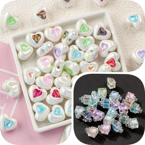 DIY Acrylic Heart Perfume Bottle Shape Iridescent Plated Loose Beads For Jewelry Making Keychain Phone Chain Accessories