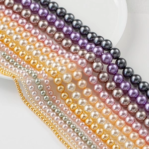 Cuentas Redondas de Imitación Perlas Artificiales Vidrio Lisas Brillantes Cuentas Sueltas para Joyería DIY Collares Pulseras Accesorios