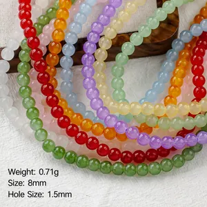 Cuentas de vidrio de 8mm para joyería DIY con agujero de 1,5mm y peso de 0,71g
