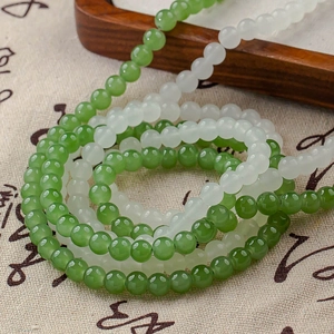 8mm emerald green and misty white glazed glass round beads for jewelry making