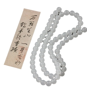 Classic 8mm milky white translucent glass beads long necklace for DIY jewelry making