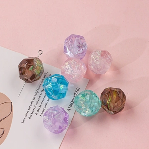 Colorful faceted iridescent resin beads for DIY jewelry making and craft accessories