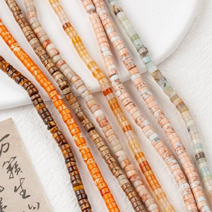 Natural Stone Heishi Beads Flat Wheel Spacers Polished Small Beads For DIY Bracelet Necklace Making Ethnic Style Sunset Orange Jewelry Findings