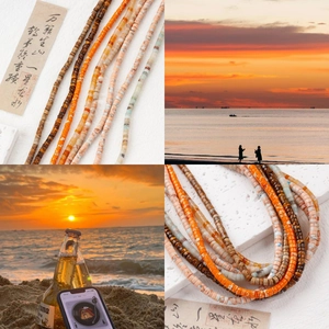 Multi-color sunset orange natural stone 4x2mm flat beads for DIY bracelet making