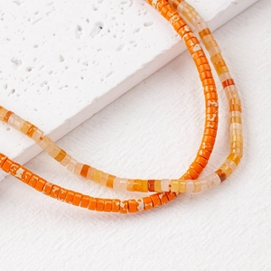 Sunset orange 4x2mm natural stone wheel beads for DIY handmade bracelets and jewelry