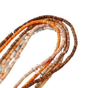 Sunset orange natural stone flat rondelle beads for DIY bohemian bracelets crafting