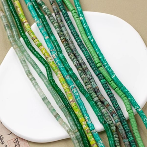 Perle Heishi naturali 4x2mm in turchese e malachite per creazione di gioielli fai-da-te