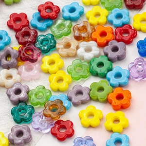 Detailed view of 16mm colorful flower beads for DIY handmade jewelry and necklaces