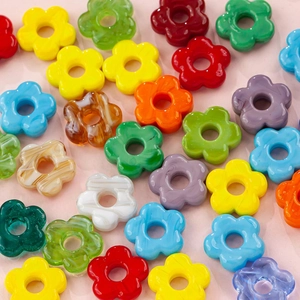 Glass Flower Beads Handmade DIY Jewelry Making Accessories For Necklace Bracelet Earrings Lampwork Marbling Design Craft Beads