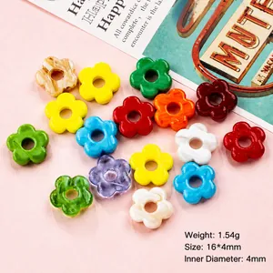 Handmade 16mm floral lampwork glass beads in vibrant colors for DIY jewelry making crafts