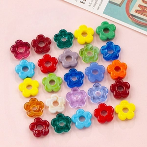 Colorful 16mm hollow flower glass beads for DIY handmade jewelry and accessory making