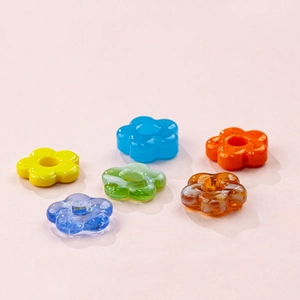 Colorful 16mm hollow glass flower beads for handmade DIY necklace and jewelry making