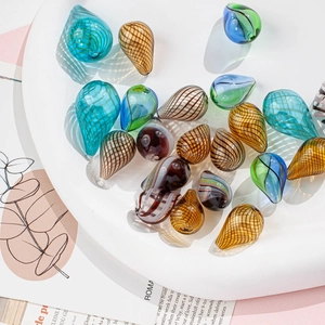 Colorful irregular waterdrop glass beads in diverse patterns for DIY jewelry making