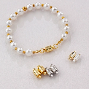 Macro view of 14K gold plated magnetic clasps for handmade DIY pearl bracelets