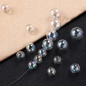 Iridescent mermaid glass bubble beads with aurora luster for DIY jewelry making