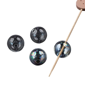Iridescent mermaid glass bubble beads for DIY jewelry making in dark gray finish