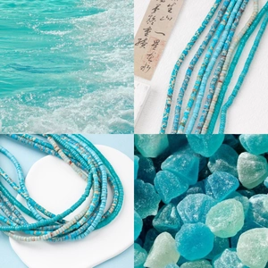 Détails de perles plates en pierre naturelle bleu-vert 4x2mm pour bijoux DIY faits main