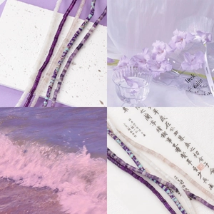 Détail de perles en pierre naturelle de 4mm aux tons violets pour création de bijoux
