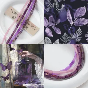 Detailed view of rectangular purple natural stone beads in various lavender shades