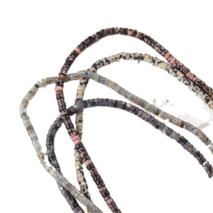 Perles Heishi en pierre naturelle 4x2mm rose, beige et gris pour bijoux DIY