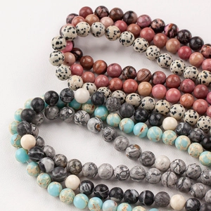 Polished natural stone round beads in assorted colors for DIY jewelry making