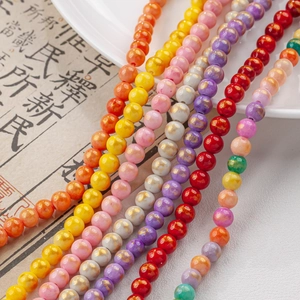 Handmade colorful jade beads 4-12mm with golden marble texture for DIY jewelry making