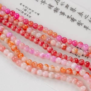 Pink natural jade 6-8mm round beads in gradient cherry blossom tones for DIY jewelry making
