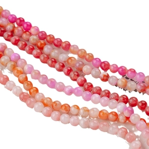Mixed pink and cherry red natural agate round beads for DIY handmade jewelry crafts