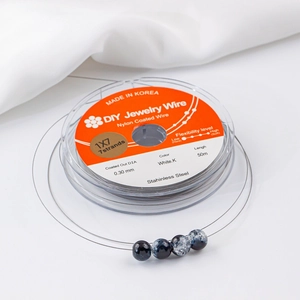 Fil à perles en acier inoxydable 0.30mm 1x7 brins avec bobine de 50m pour bijoux DIY