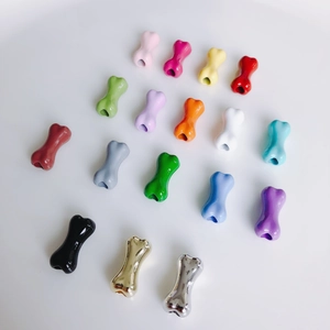 Perles en alliage en forme d'os pour la création de bijoux DIY en couleurs acidulées