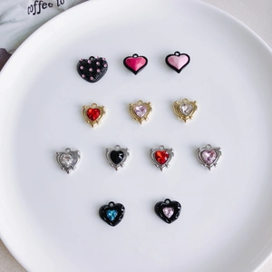 Luxus Legierung Herz Anhänger Nur (Ohne Kette) Für DIY Schmuckherstellung Strass Emaille Herz Charms Für Damen Zubehör