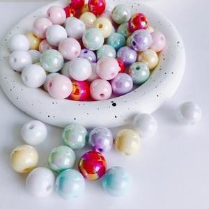 Irisierende Acryl Runde Lose Perlen Bunte Aurora Macaron Perlen Für DIY Schmuckherstellung Armband Halskette Zubehör