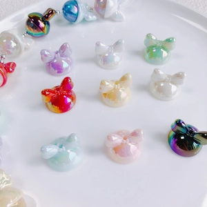 Colorful iridescent bow-knot acrylic beads for DIY jewelry and phone chain accessories