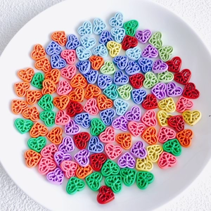 Hollow Heart Alloy Lacquered Beads Butterfly Pattern DIY Handcrafted Jewelry Making Accessories For Bracelet Women Jewelry
