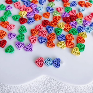 Colorful hollow heart beads with butterfly pattern for DIY jewelry and phone chain making